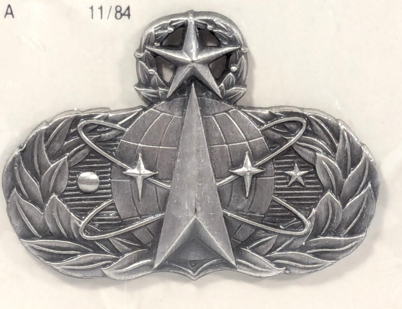 USAF Air Force Qualification Space Operation Master Reg AF Badge 1984 Sealed