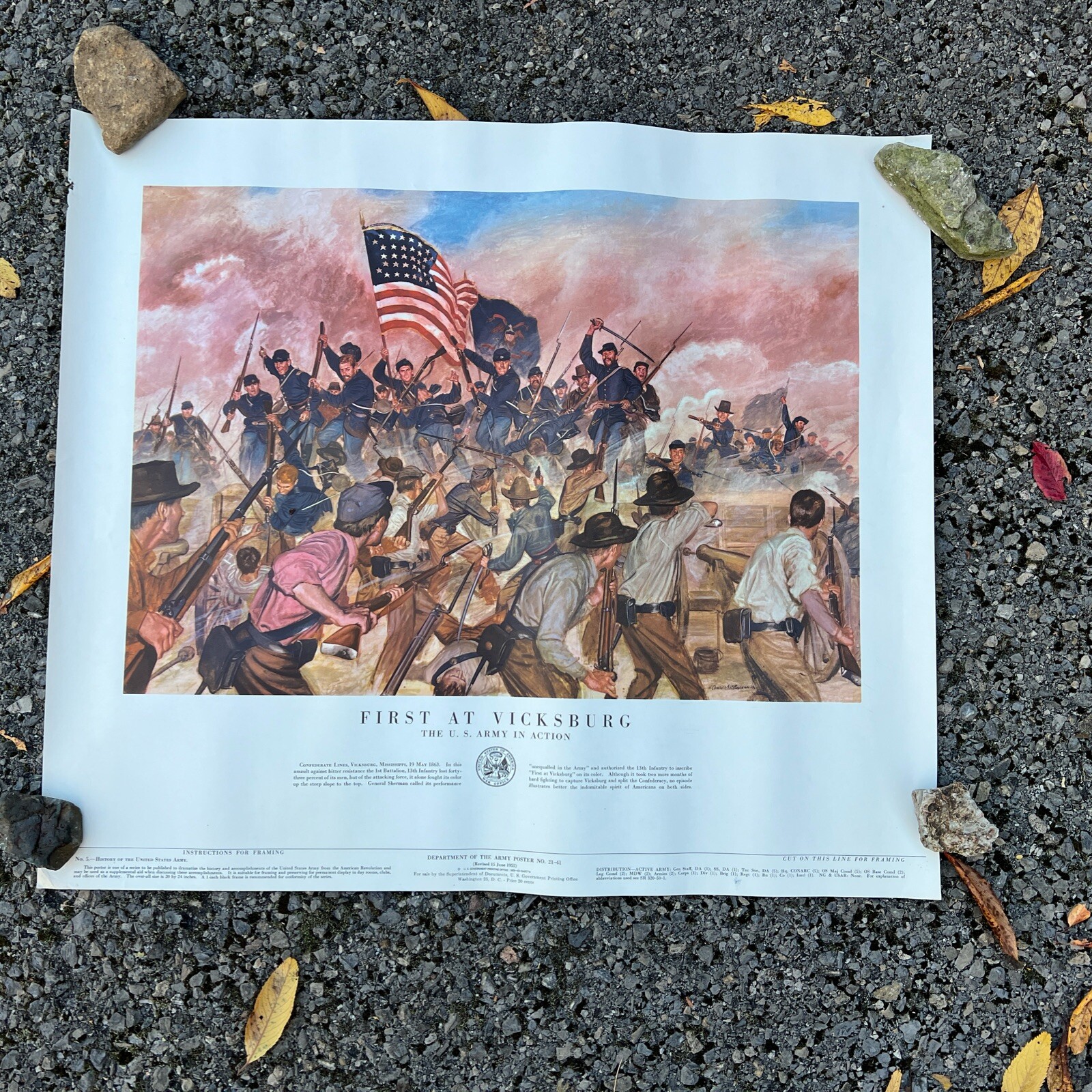 Original Department of the Army Poster 21-41,1955, “First at Vicksburg” 20 X 24