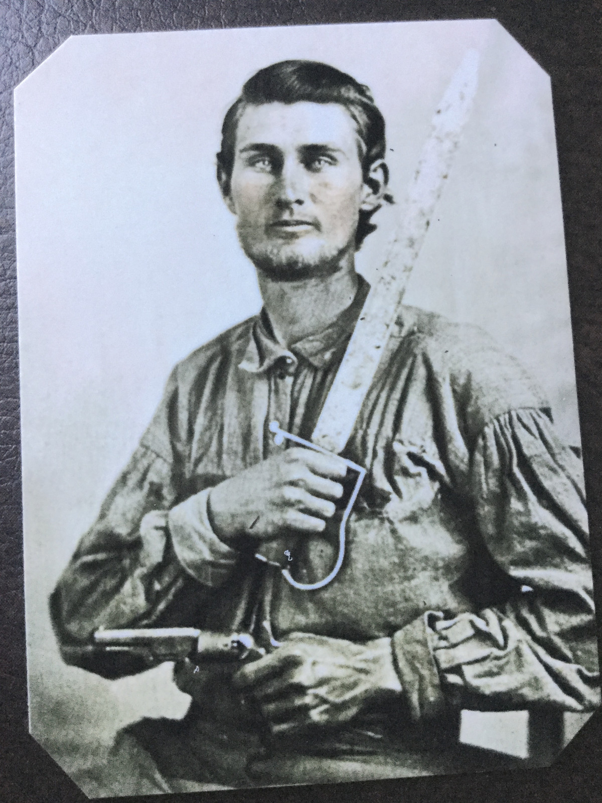 civil war doubled armed comfederate Military Soldier tintype C519RP