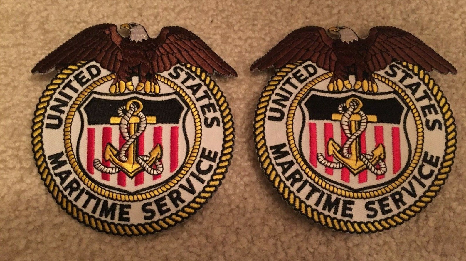 Lot of 2 United States Maritime Service Patches with Eagle & Anchor FREE SHIP