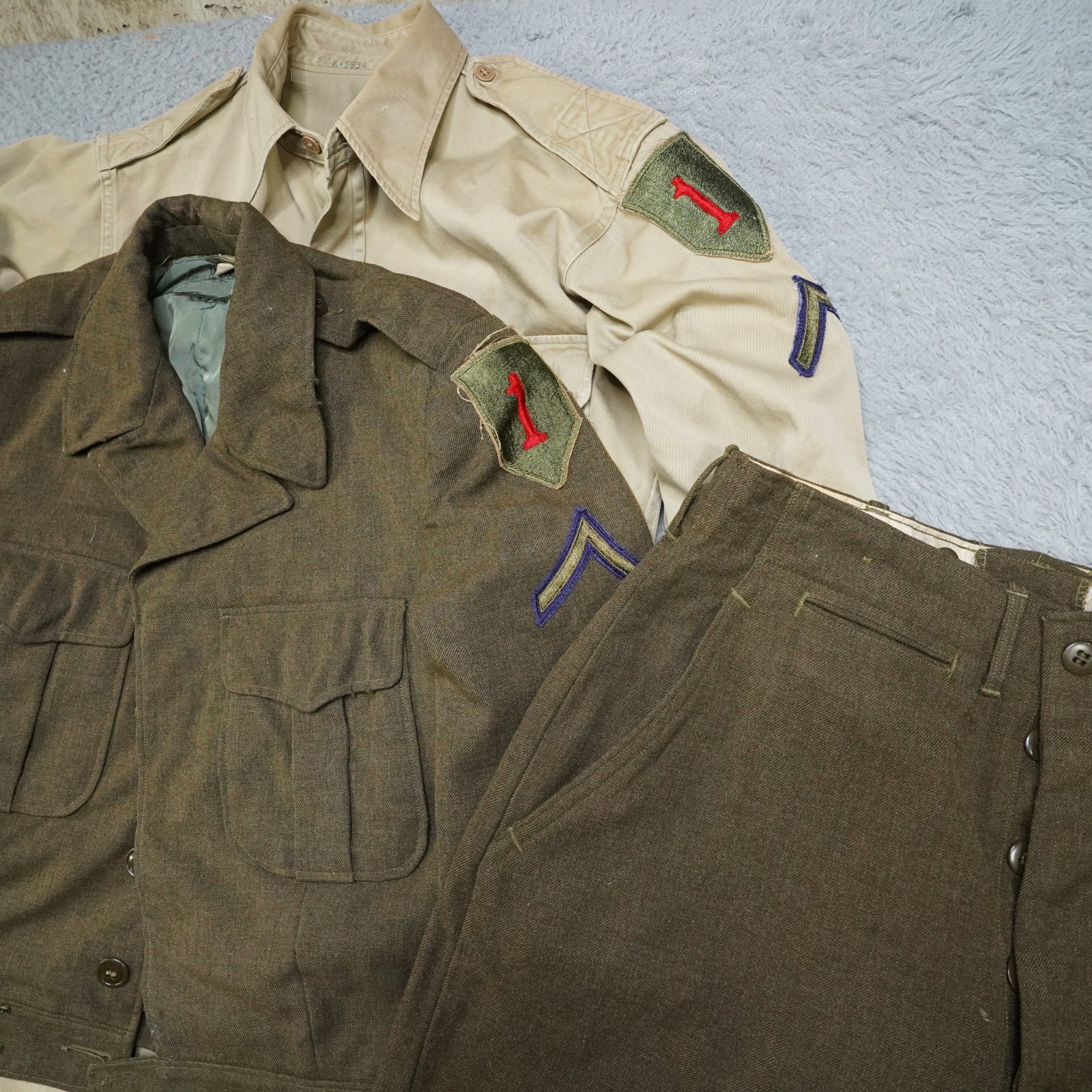 Vintage 50s US Army 1st Infantry Division Uniform 36L Ike Jacket Big Red One