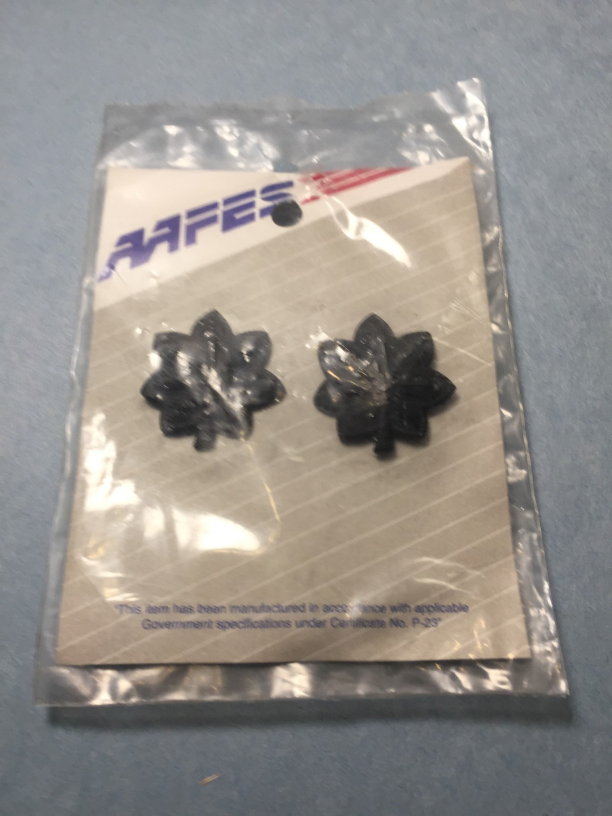 US Army/ USAF LT. Col. Subdued black metal Rank insignia 2 pcs (1″ x 1-1/8″)