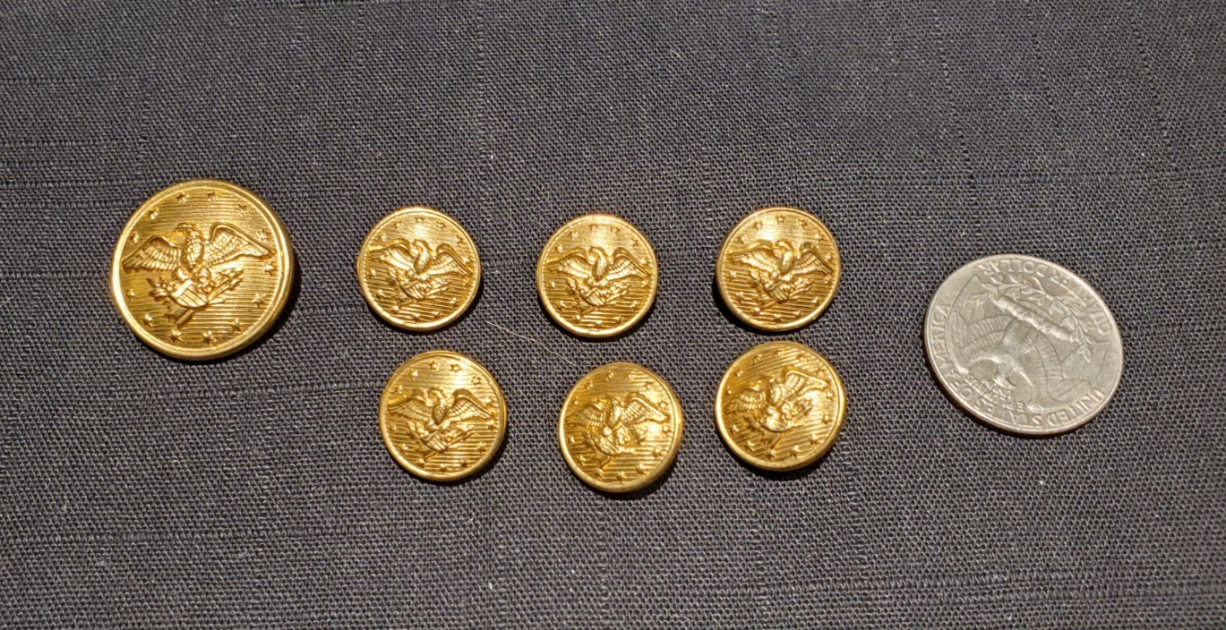 7 Vintage Military Eagle Flying w/ Arrows Army Buttons – Various Sizes