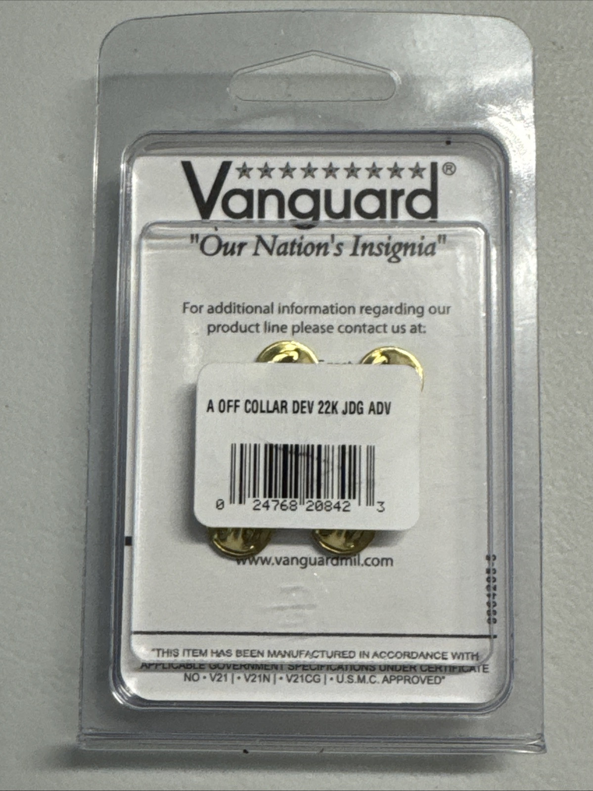 Vanguard, Army Judge Advocate Collar Pins