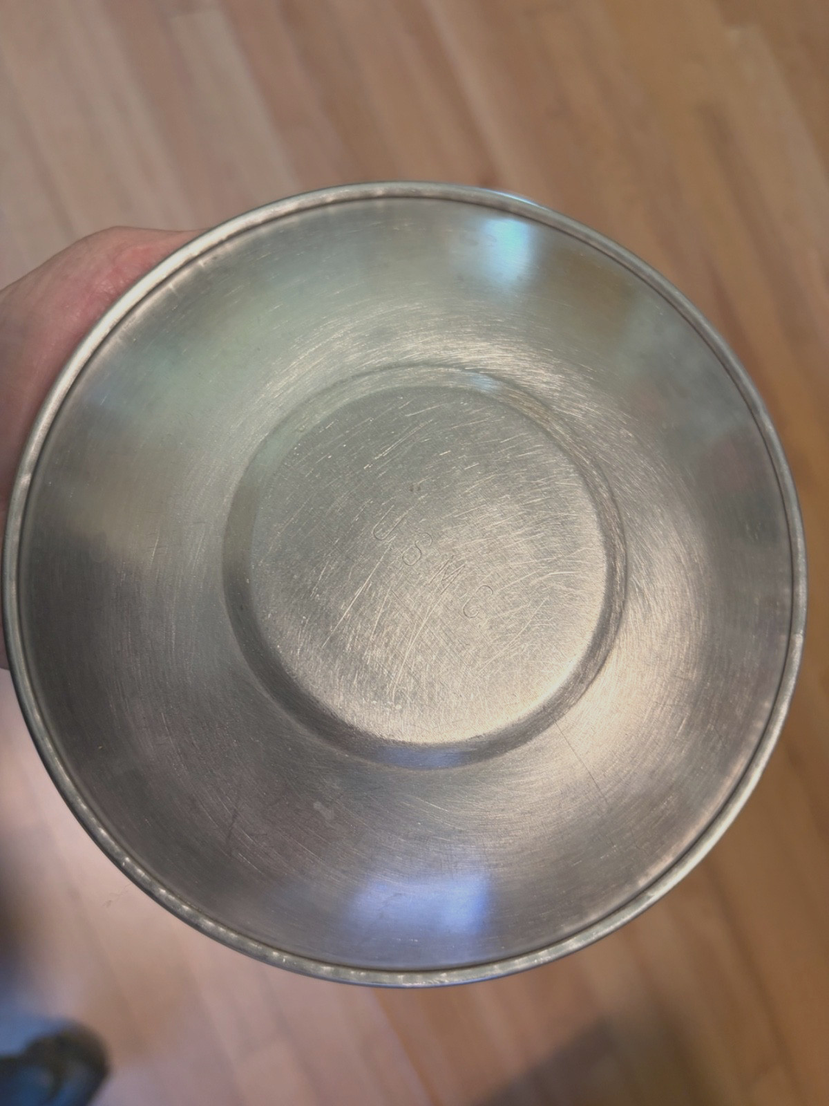 Two WW2 Stainless Steel USMC Plates Saucers Mess 6” Vintage