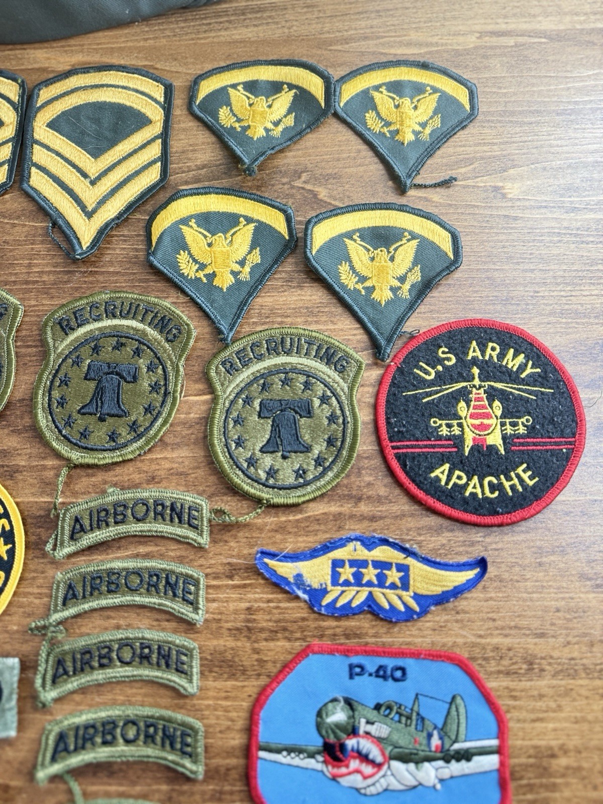 Unknown Lot of Vintage Military Patches, Hats, medal pin backs