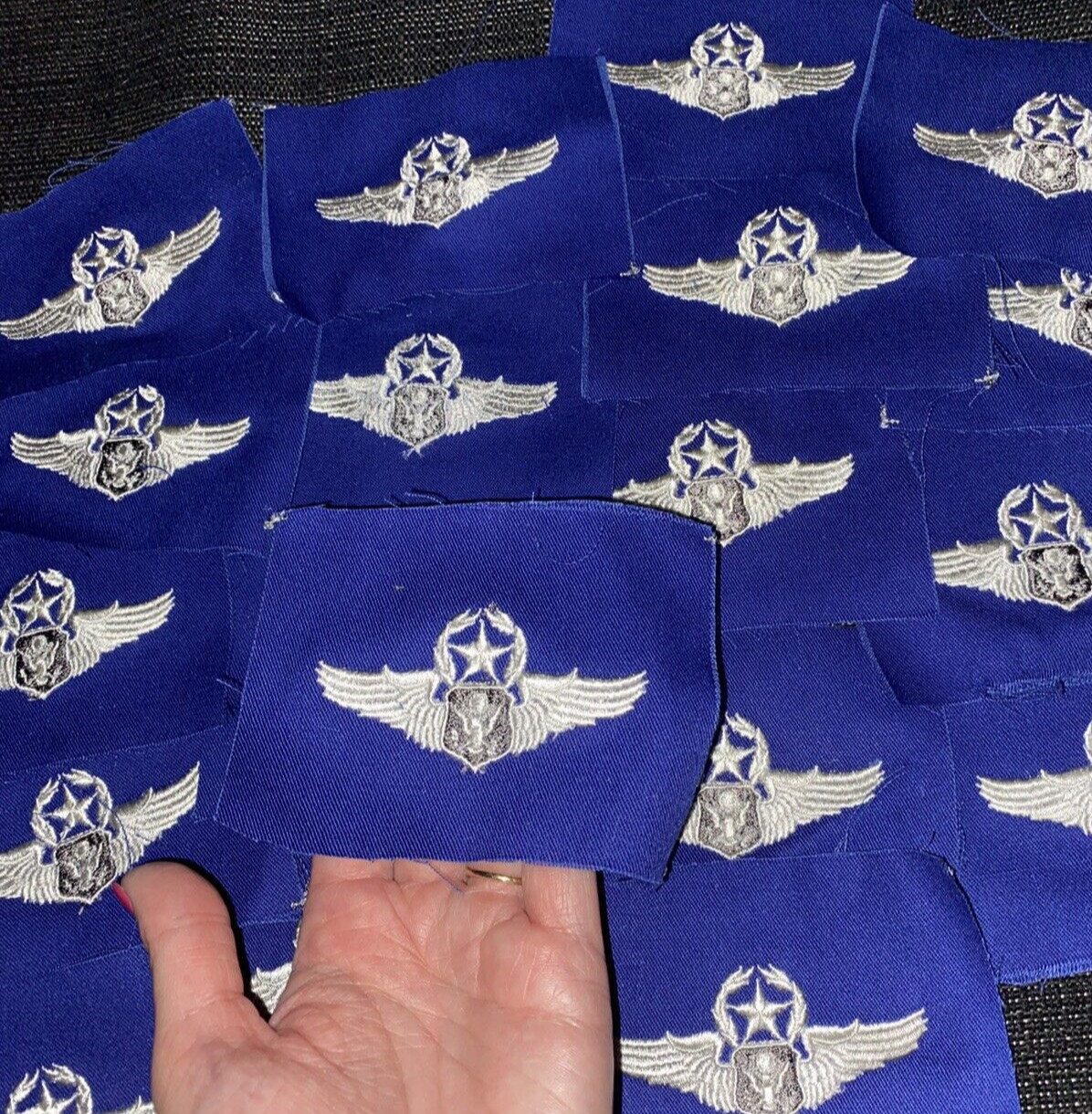U.S. AIR FORCE MASTER AIRCREW WINGS BLUE Badge Sew-On PATCHES – VINTAGE
