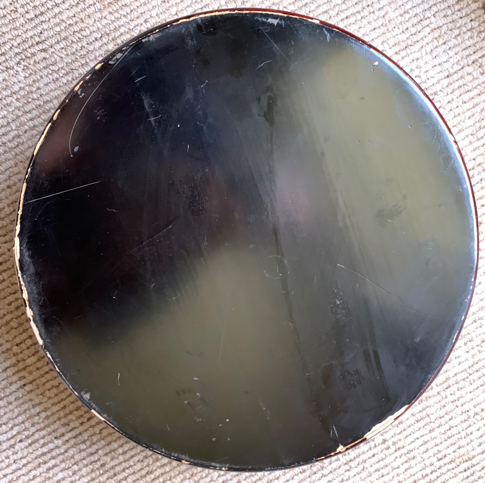 Vintage Wood Hand Painted Flowers Keepsake Round Box, Camp Hakata, Japan 1950’s