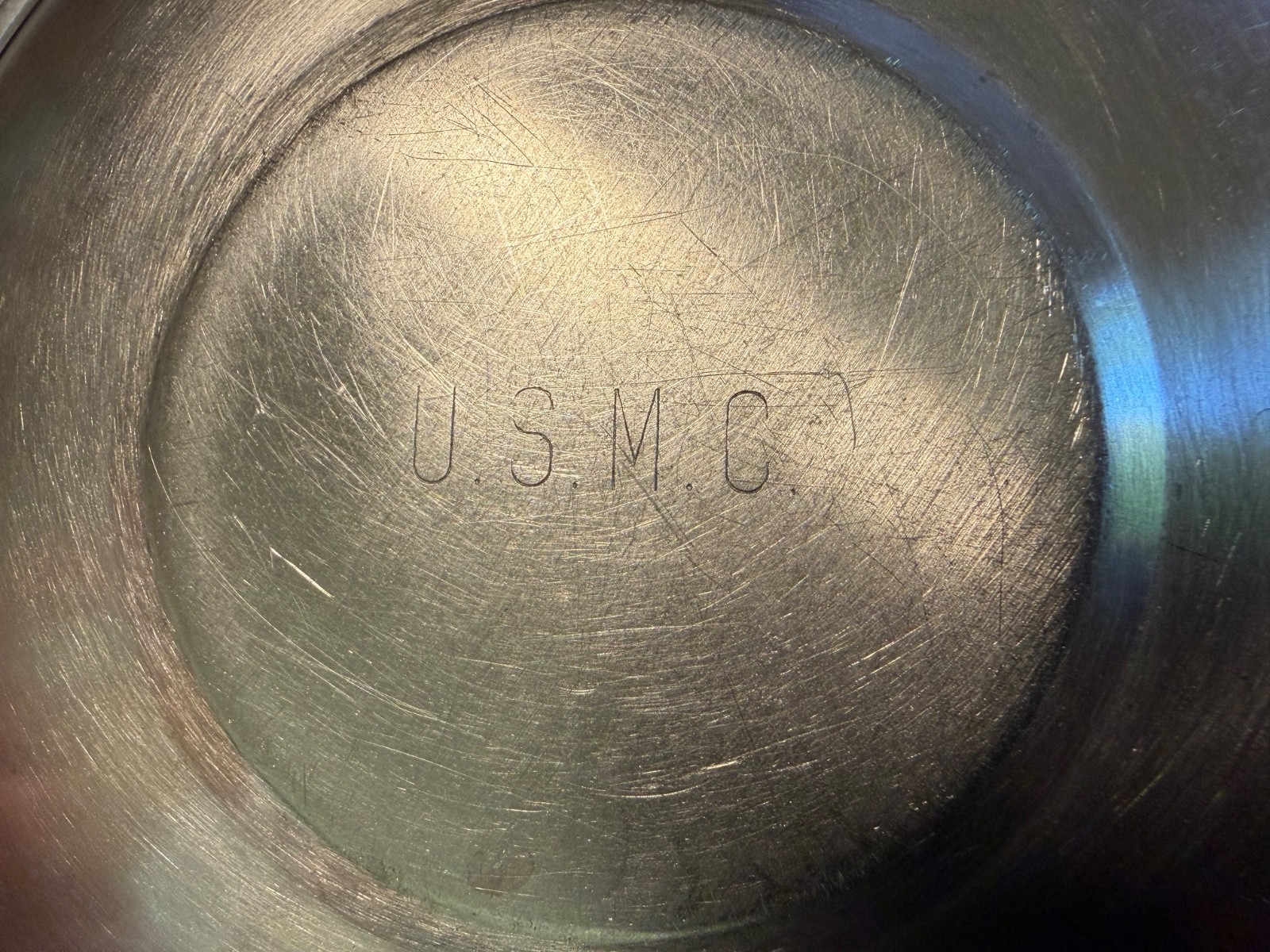 Two WW2 Stainless Steel USMC Plates Saucers Mess 6” Vintage