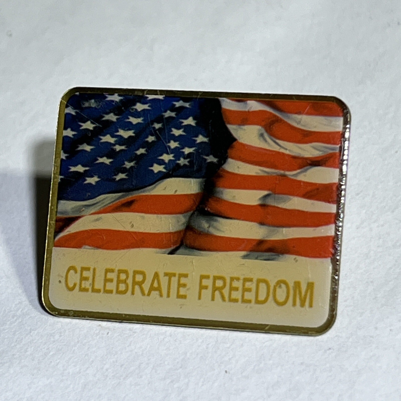 Celebrate Freedom American Flag United States USA Patriotic Enamel Lapel Hat Pin