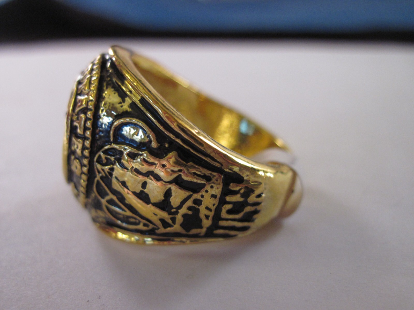 US Navy ring open back size 12 blue stone