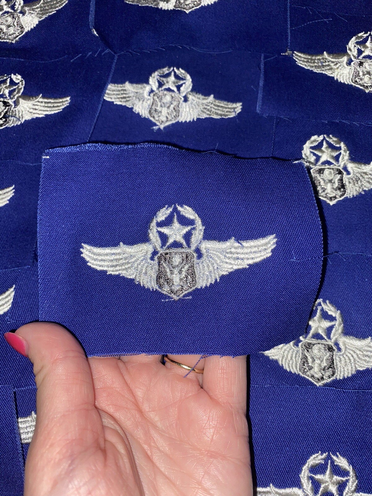 U.S. AIR FORCE MASTER AIRCREW WINGS BLUE Badge Sew-On PATCHES – VINTAGE
