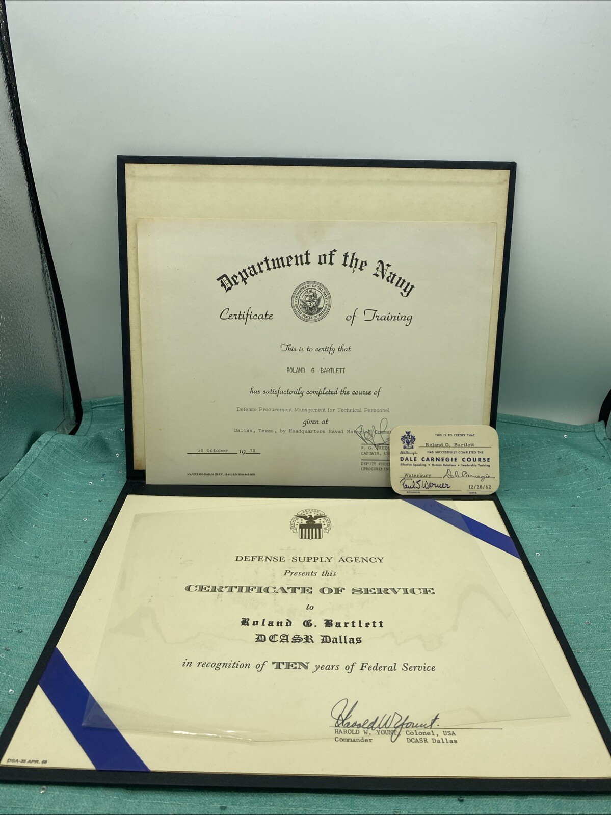 Defense Supply Agency Military Award Certificate For 10 Yrs Federal Service