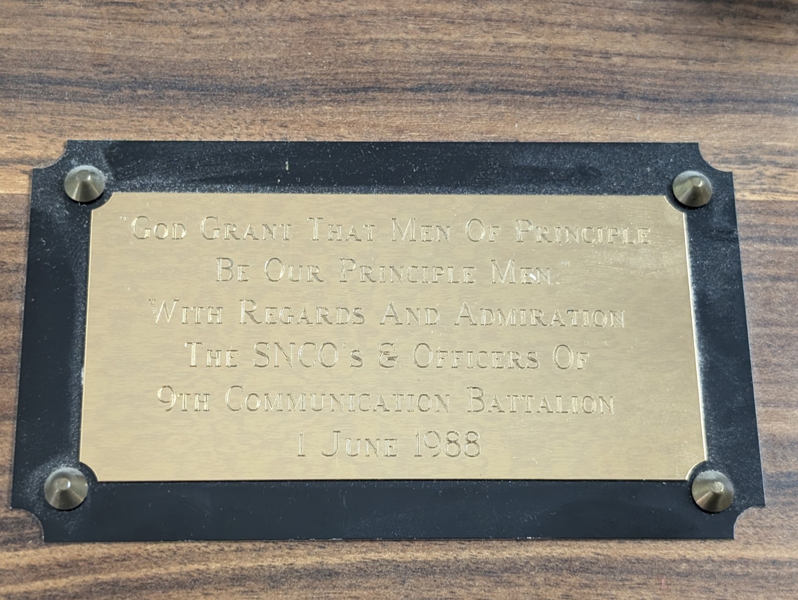 Vintage 1988 USMC 9th Comm Battalion Plaque Morse Code Telegraph Key