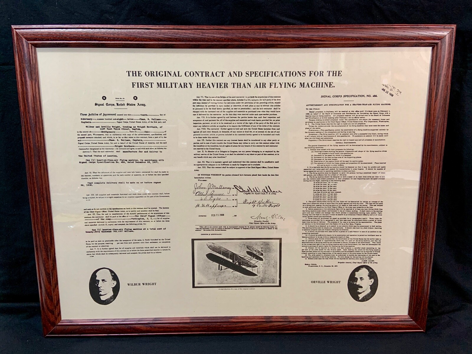 The Wright Brothers U.S. Air Force Airplane 1908 Military Contract Poster – NEW