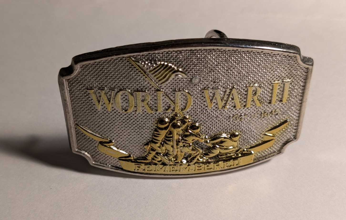 Vintage World War II 1941-1945 Remembered Belt Buckle ~ Numbered 032393