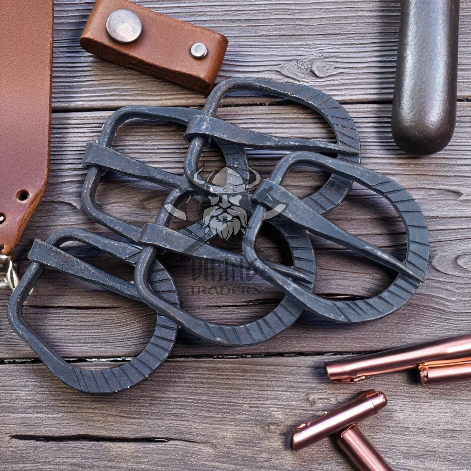 Hand Forged Medieval Iron Belt Buckles Set of 5 Rustic Blacksmith Handmade