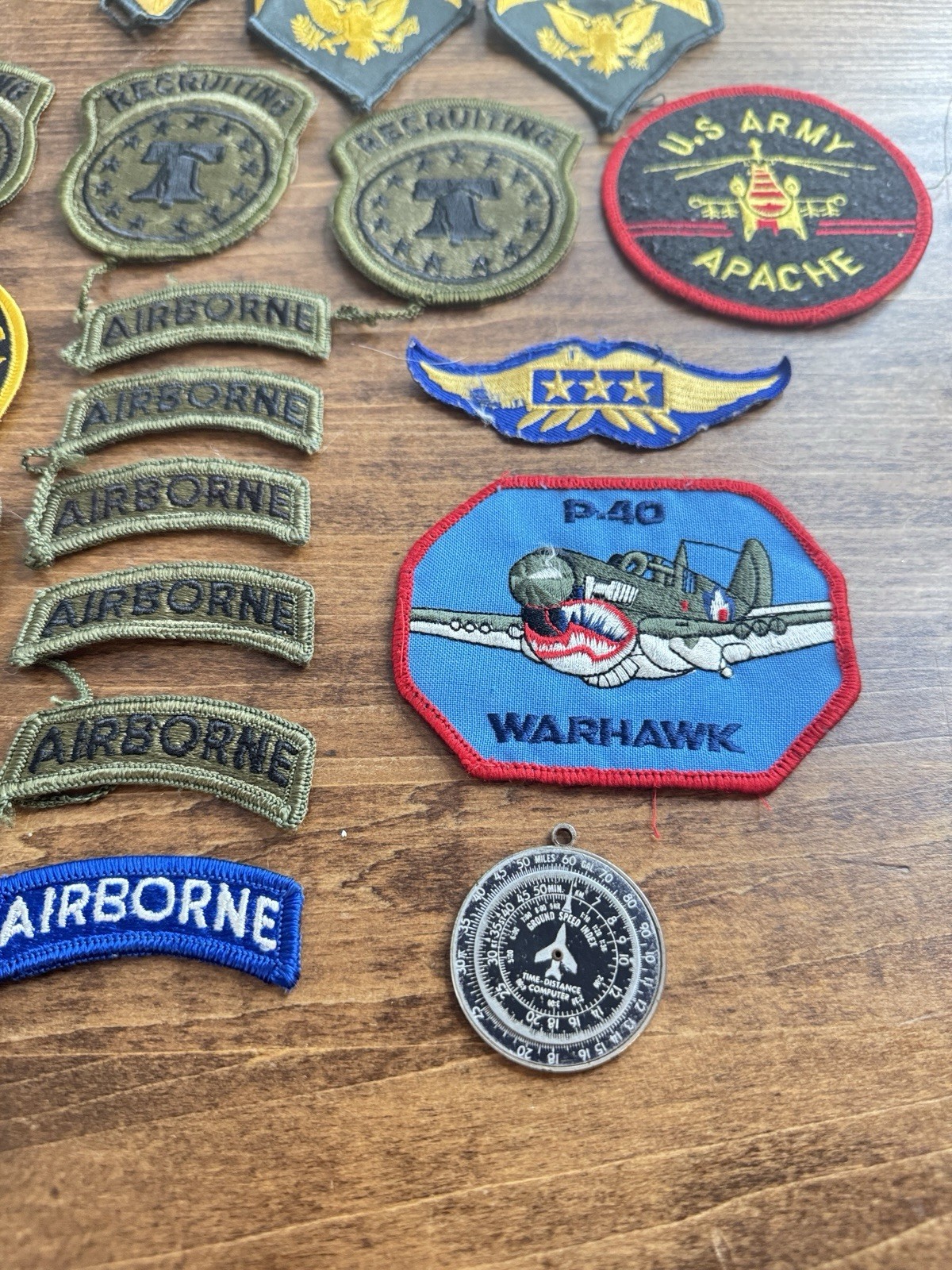 Unknown Lot of Vintage Military Patches, Hats, medal pin backs