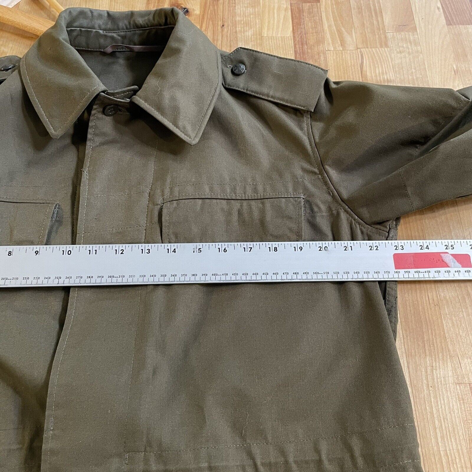 Vtg Ozkn Presov Czech Field Military Jacket Button Up Waist Tie Size Large