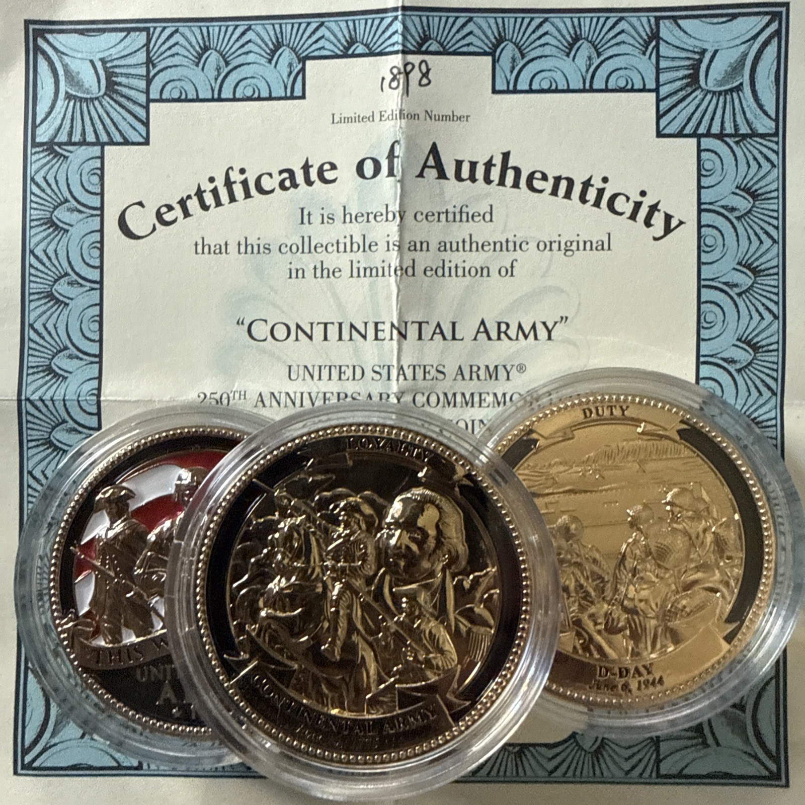 6 250th Anniversary US Army Challenge Coin Commemorative Limited Edition Of 5000
