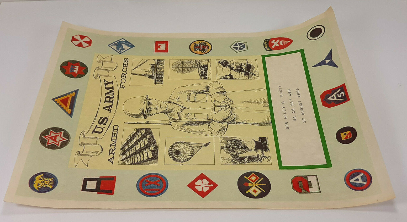 1956 U.S. Army Armed Forces SP5 Wiley E. Knott Graduation Certificate