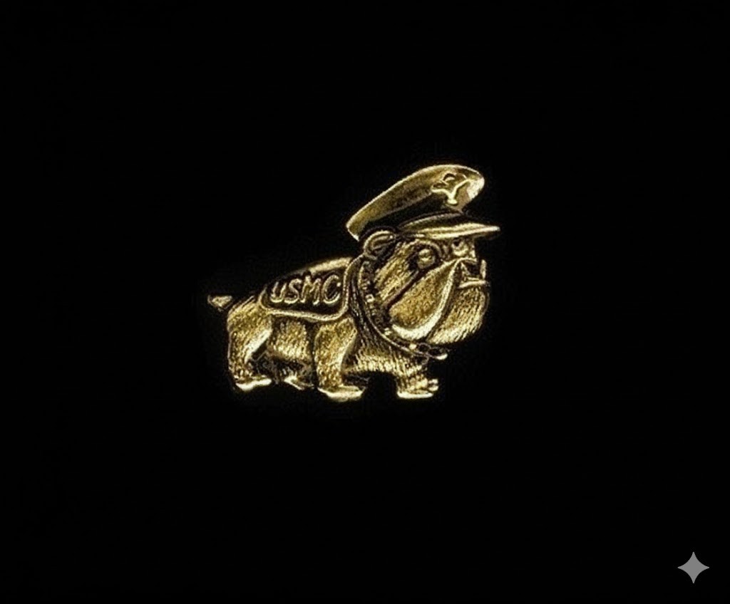 U.S. Marine Corps Bulldog Gold Tone 3D Side Lapel Pin – 1.25″