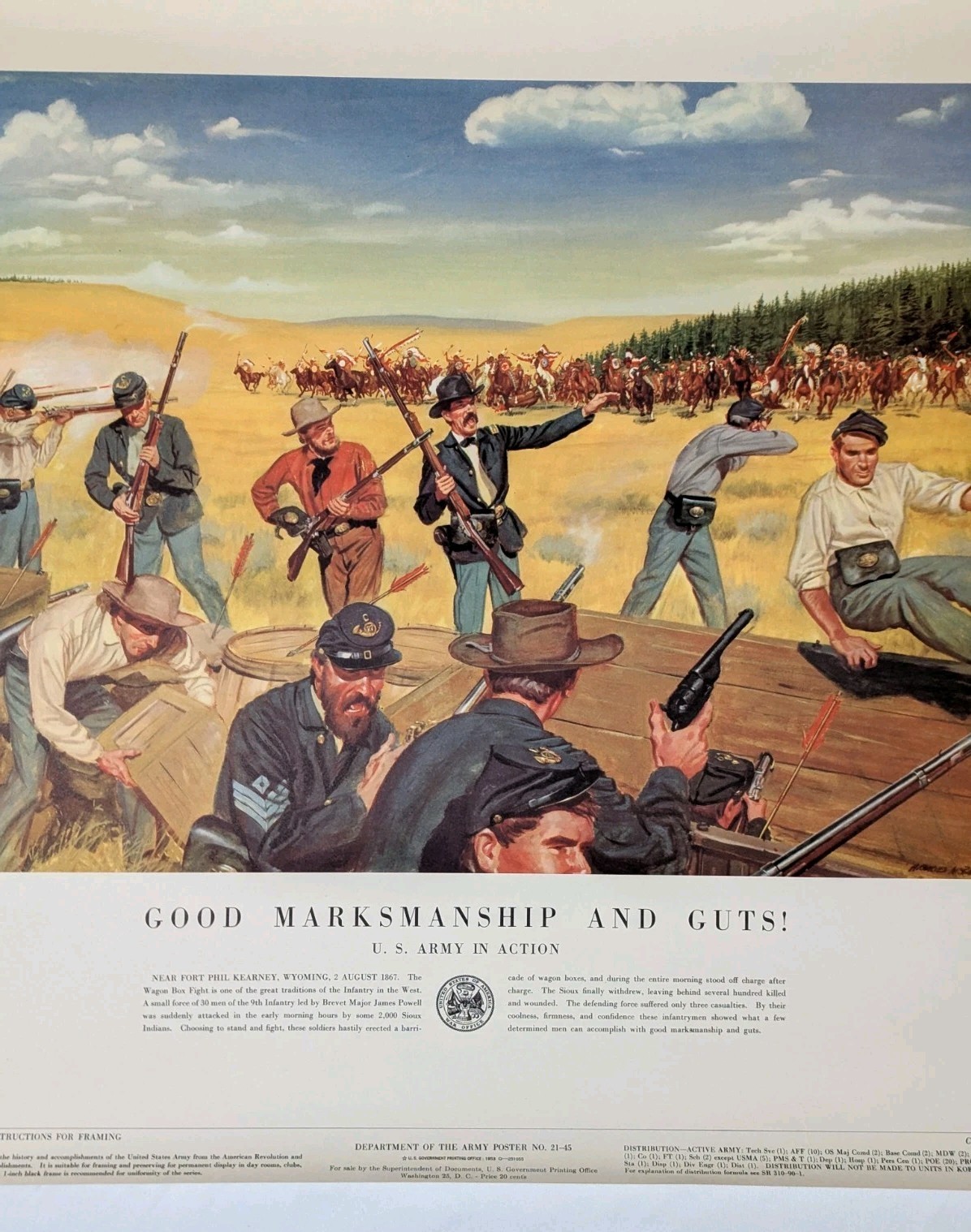 Vintage Poster Good Marksmanship And Guts #21-45 Department of The Army 1953