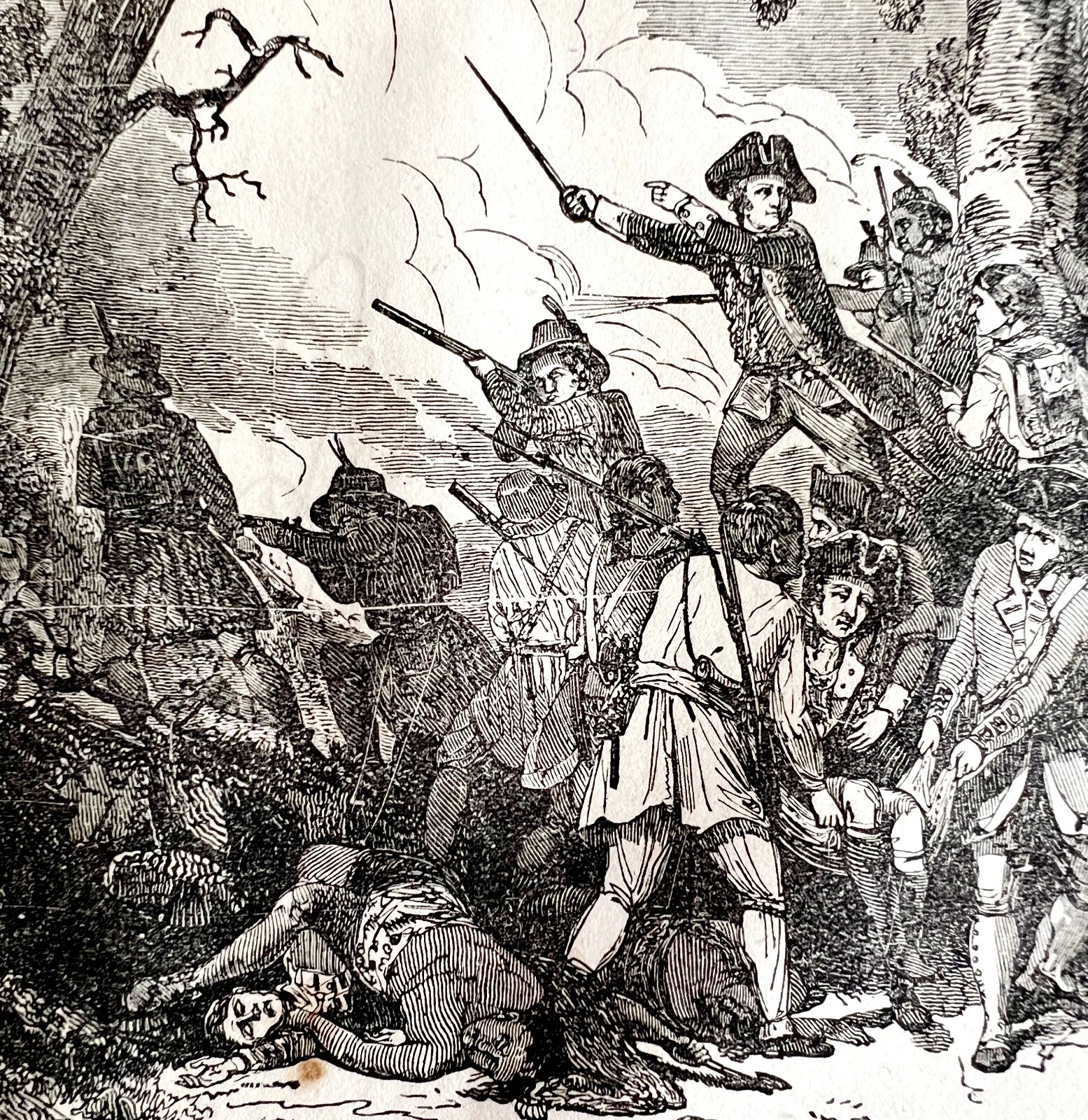 Defeat Of General Braddock 1845 Wood Engraving Victorian Revolution DWY9A