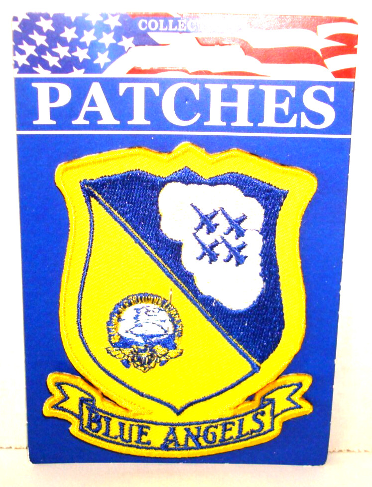 NAVY BLUE ANGELS EMDRIODERED PATCH 3&1/4 inch