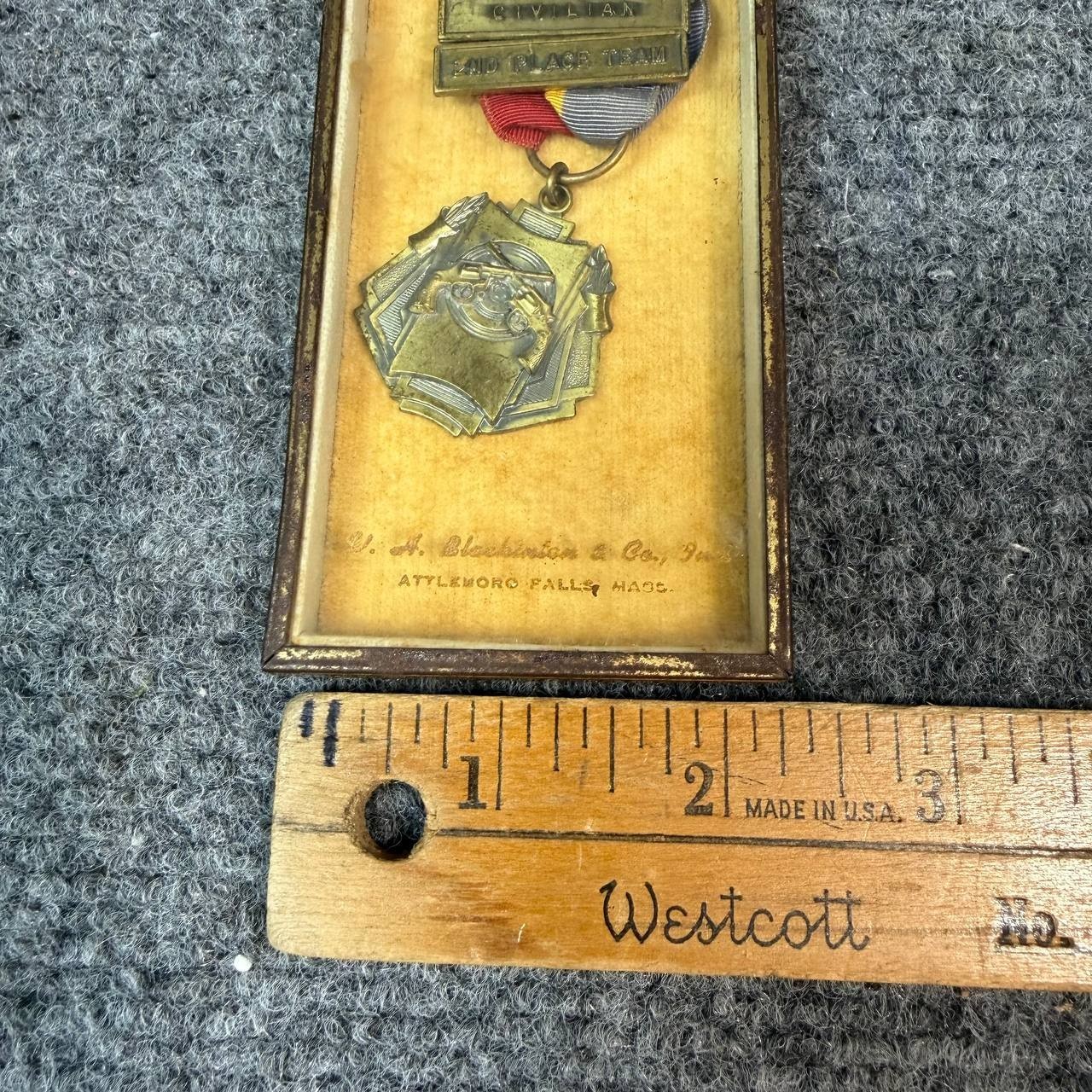 Vintage NRA Center Fire National Course Civilian 2nd Place Team Medal w Case