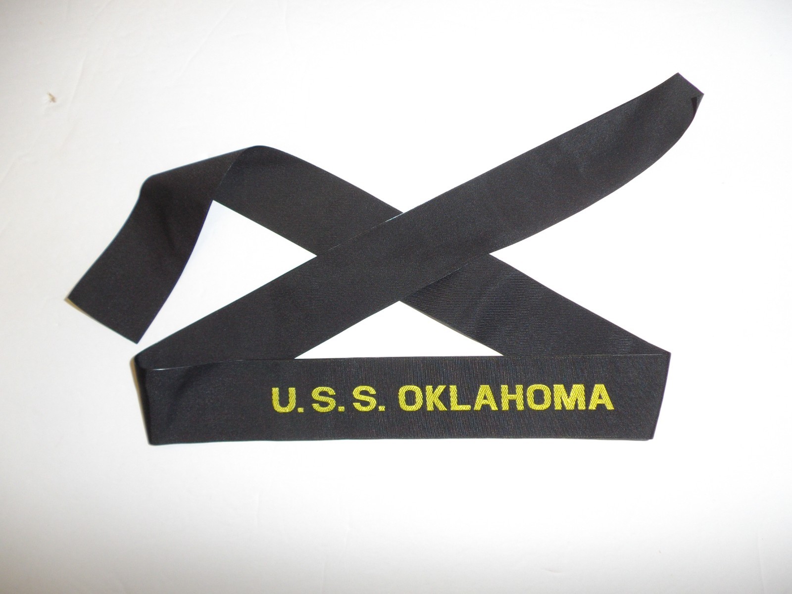 b3559 US Navy Hat Tally U.S.S. Oklahoma USS Battleship BB 37 IR31D
