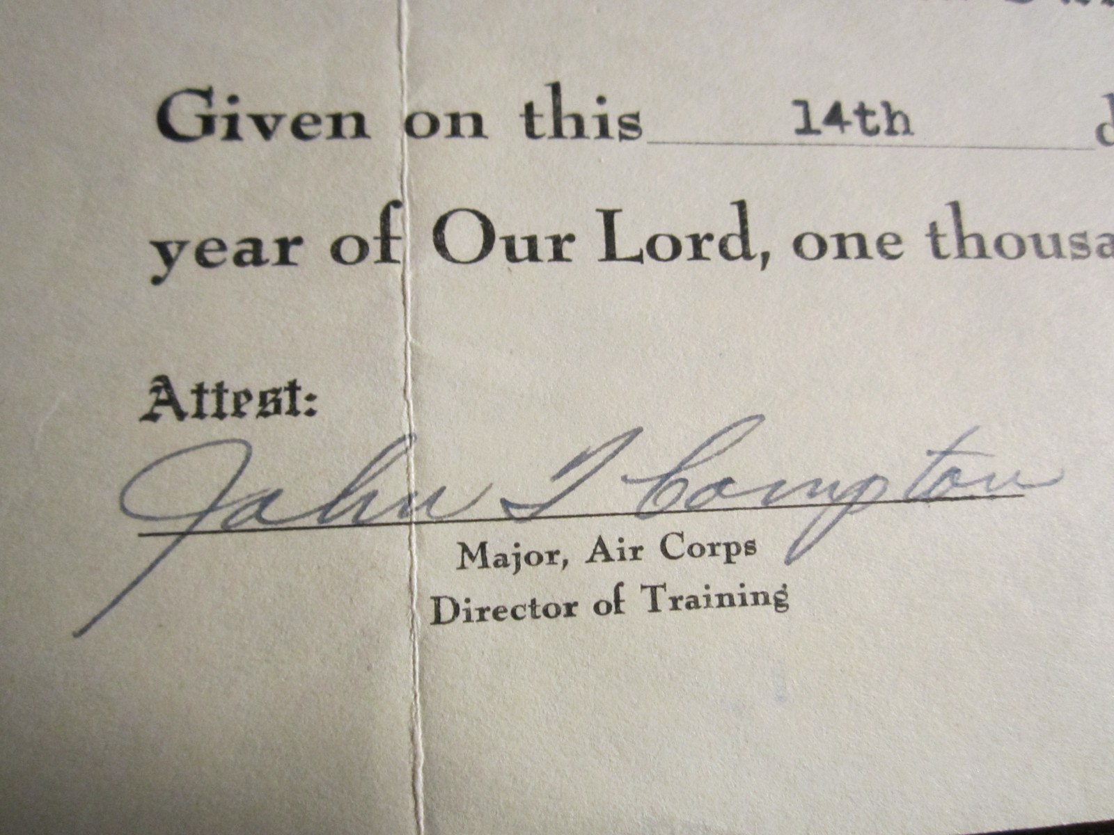 1944 213TH COMBAT CREW TRAINING SCHOOL CERTIFICATE & GRADUATION PROGRAM – BBA-52