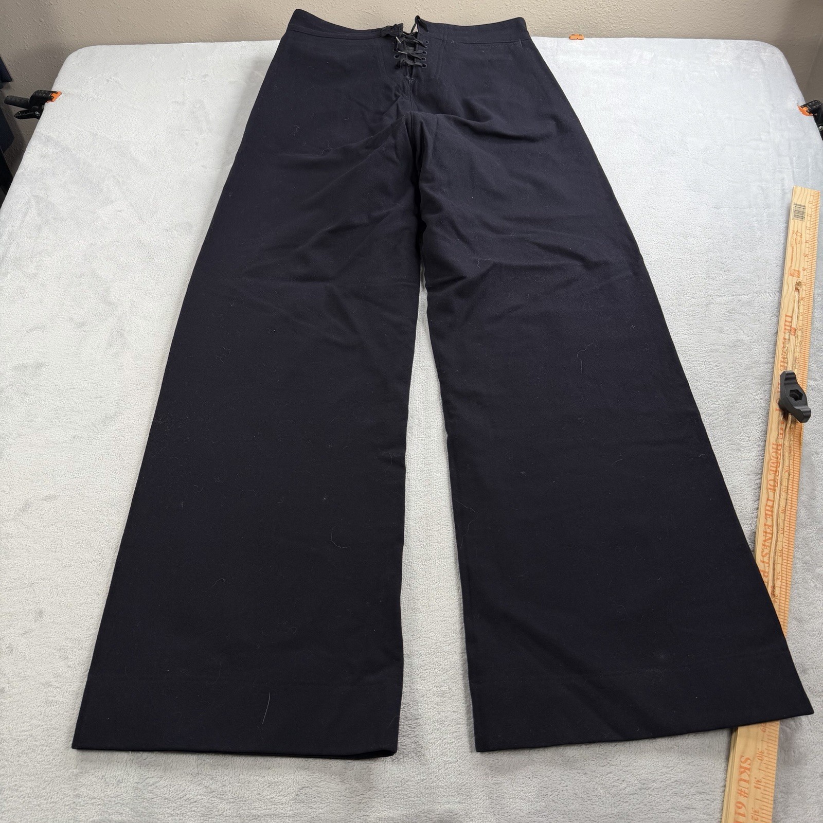 Vintage US NAVY Sailor 100% Wool Pants Mens 30×32 Crackerjack USN Blue Button