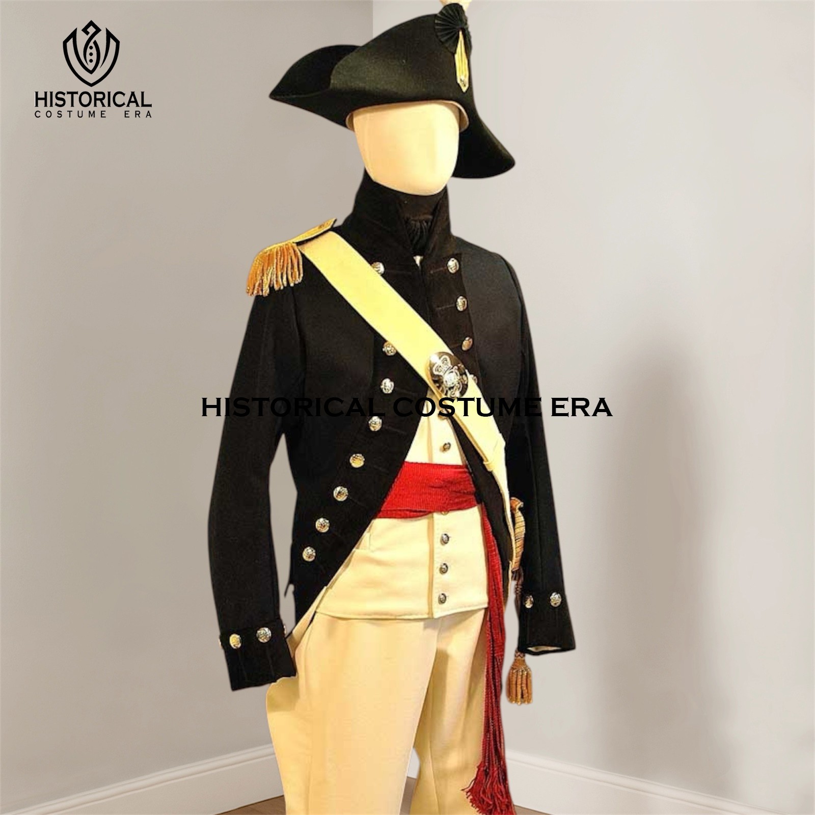 Black Wool British Royal Engineers Officer Tailcoat | Napoleonic Military Jacket