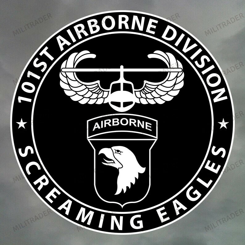 US Army 101st Airborne Division Self-adhesive Vinyl Decal (Black)