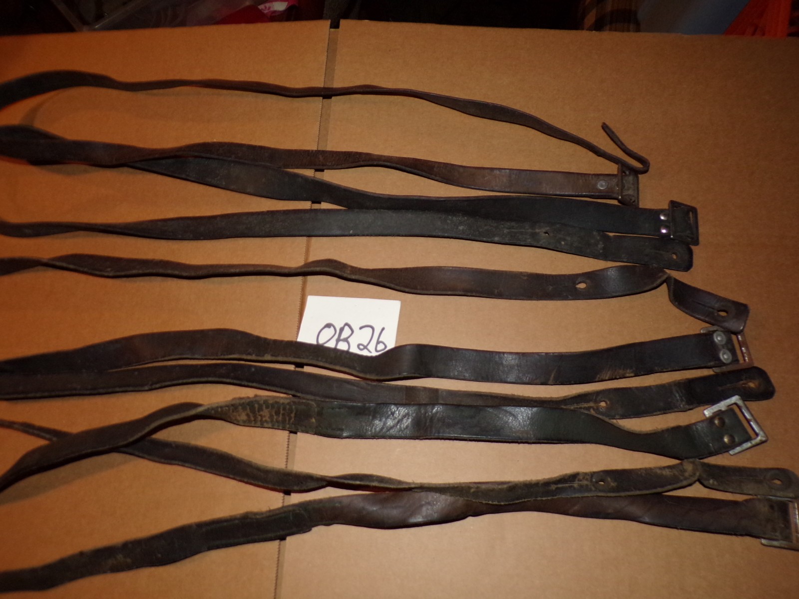 Lot of 5 Brown Leather Finn Mosin Slings m39 strap only incomplete no stud