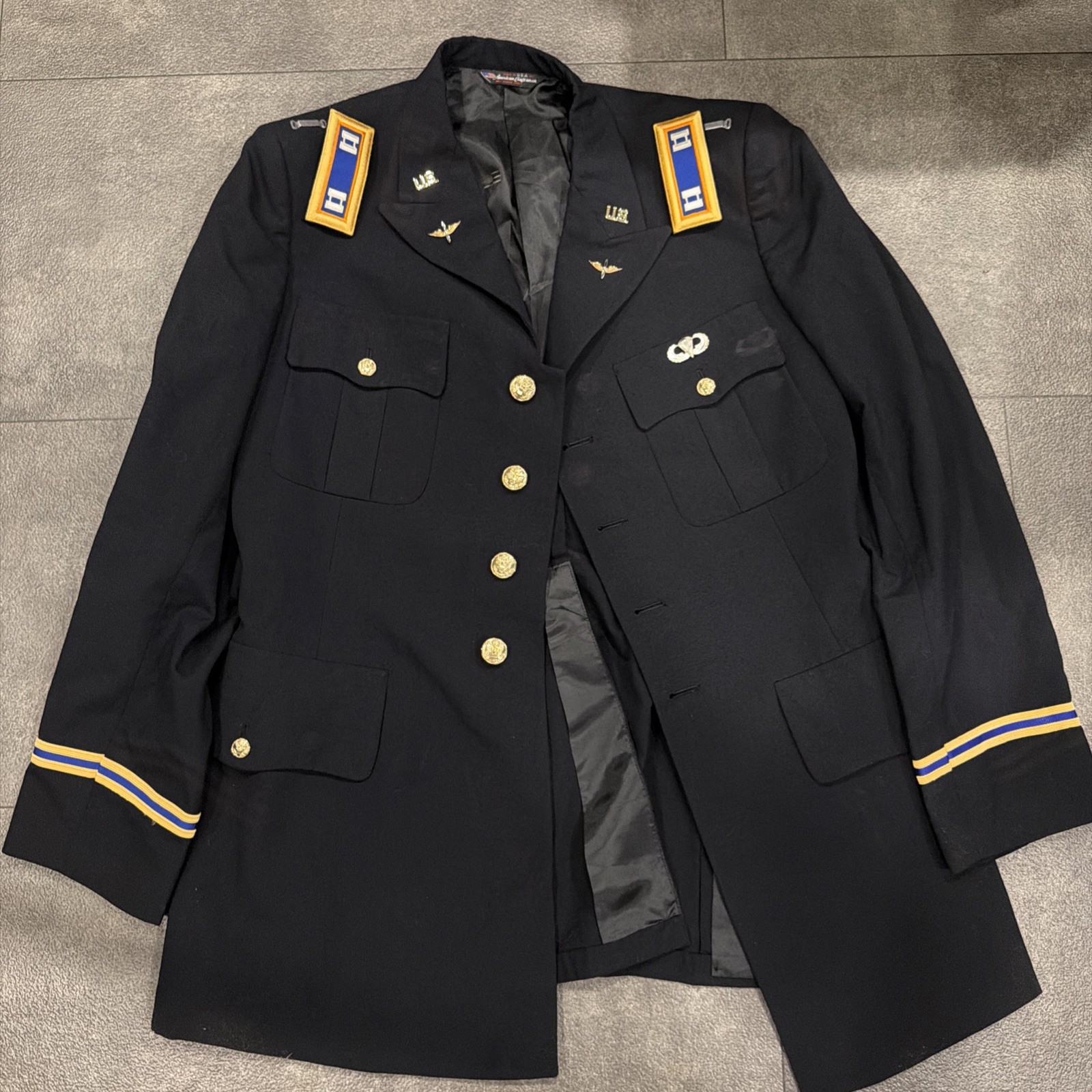 Vintage US Army Major Officer Blue Dress Uniform with Jacket W/ Insignia,Bars