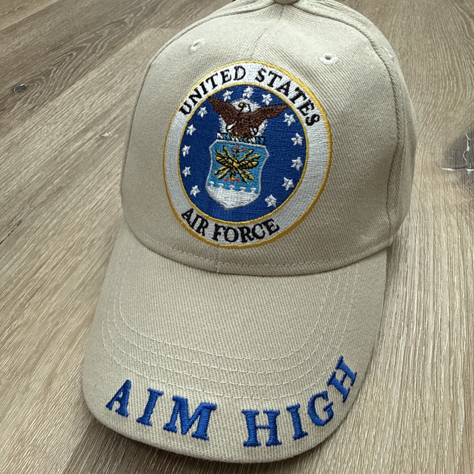 USAF AIR FORCE EMBROIDERED BASEBALL CAP AIM HIGH FLY FIGHT WIN