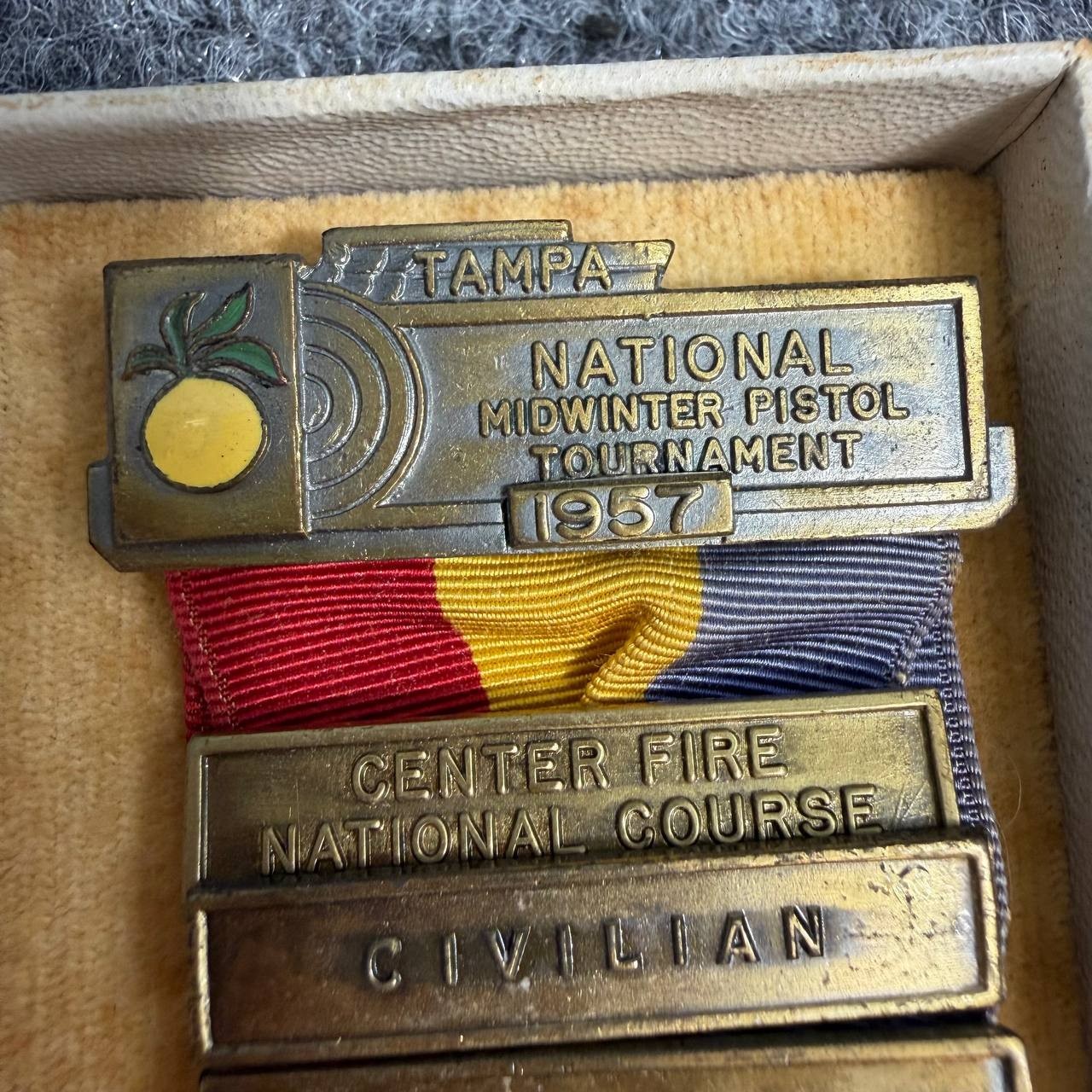 Vintage NRA Center Fire National Course Civilian 2nd Place Team Medal w Case