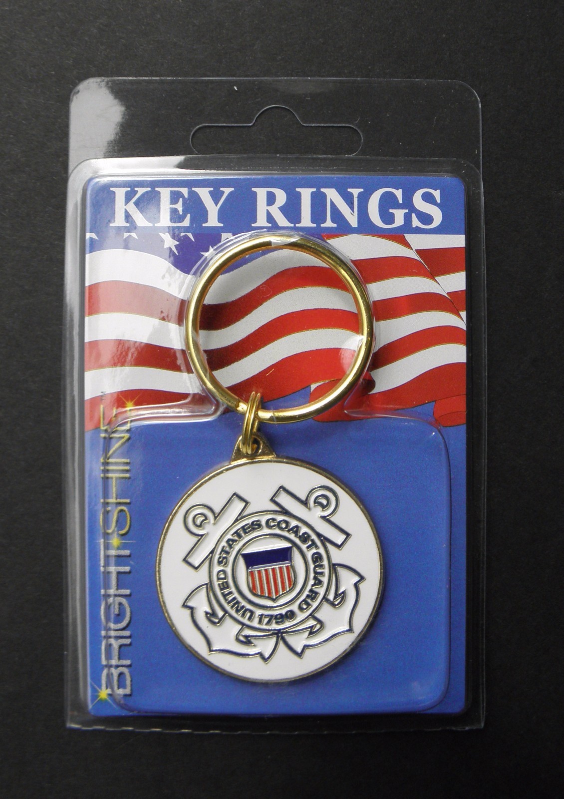 US COAST GUARD USCG METAL ENAMEL KEYRING KEY RING CHAIN KEYCHAIN 1.5 INCHES