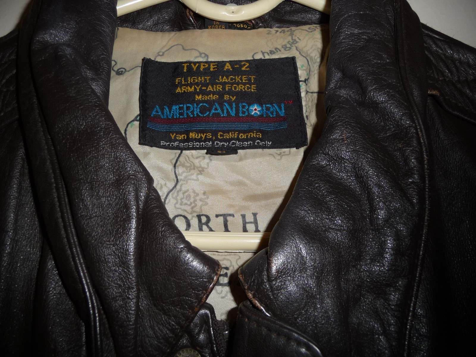 VTG American Born Brown Leather Type A-2 Bomber Flight Jacket Coat Size L